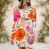 Ladies Plus Size Asymmetric Diagonal Shoulder Long Sleeve Dress