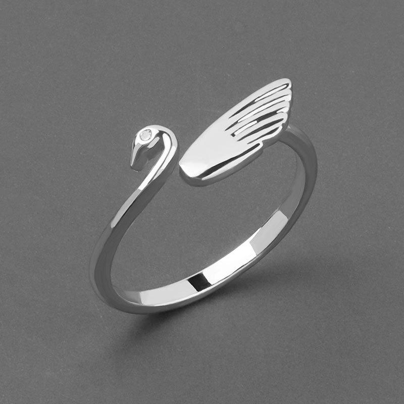 BFCLUB Silver Color Open Ring for Women Leaf Retro Bird Trendy Jewelry Bijoux Birthday Anillos Gift