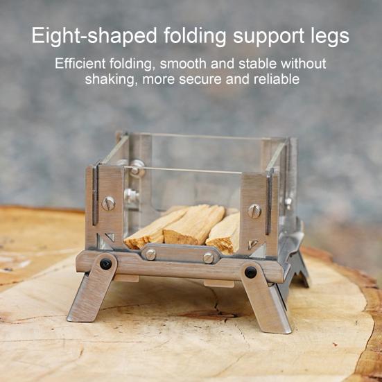 Mini Outdoor Wood Burning Stove Stainless Steel Camping Hiking Survival
