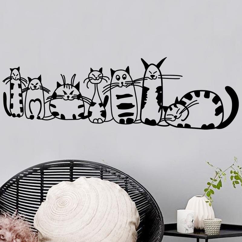 Cute Cat Home Background Removable Waterproof Decorative Wall Stickers