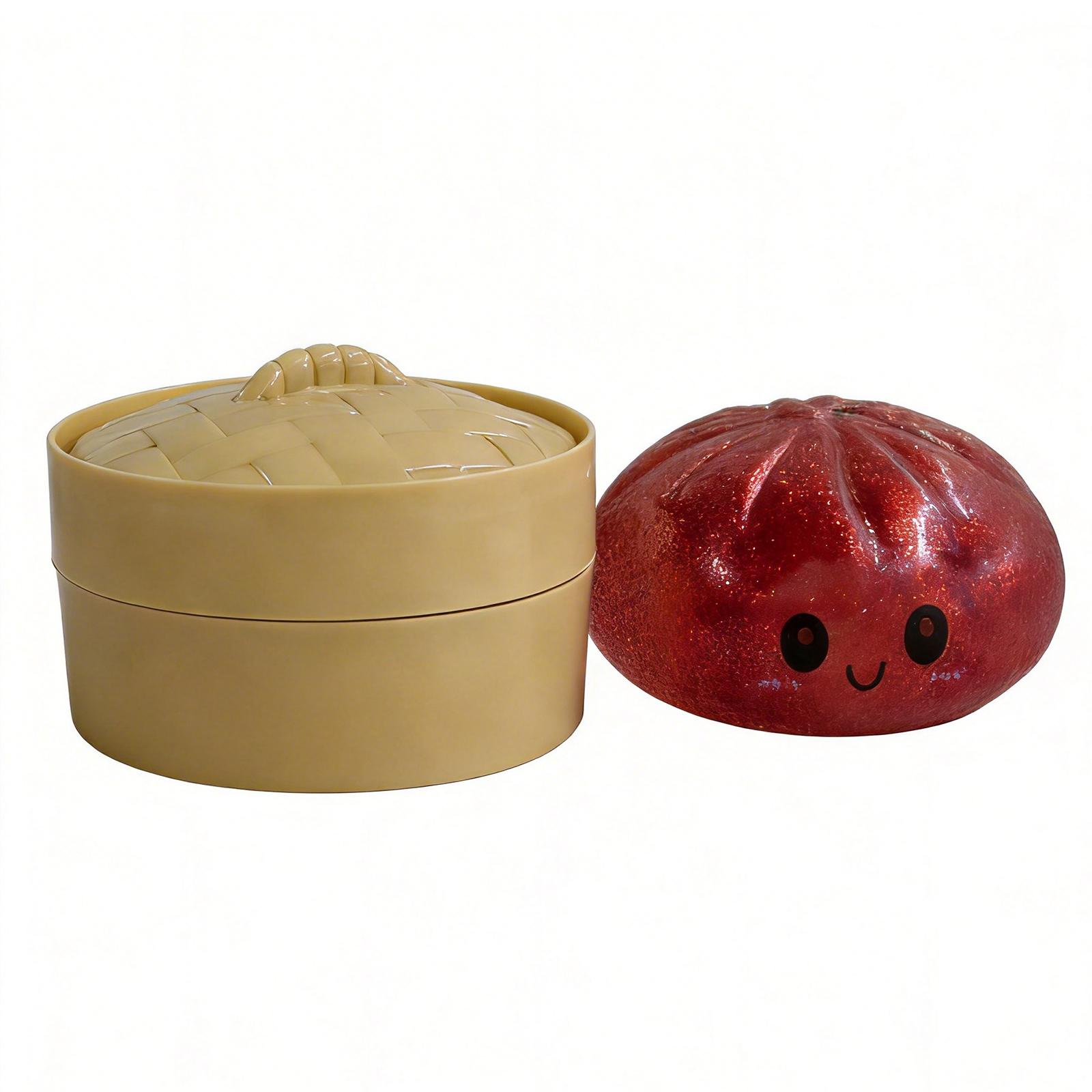 

Glitter Dumpling Fidget Toy Kawaii Bun with Food Steamer Stretchy Desk Toys Squeeze Dough Ball Glitter Bun Dumpling Fidget Toy