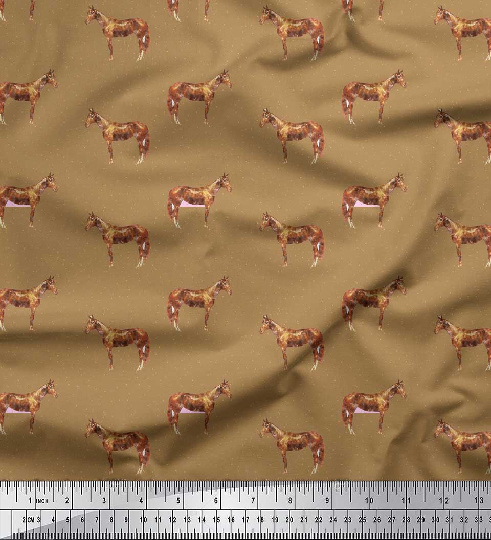 

Тканина Soimoi Grey Poly Crepe Тканина з кіньми та тваринами в крапку у дворі 42 дюйма 42 Inch Wide - Poly Crepe коричневий