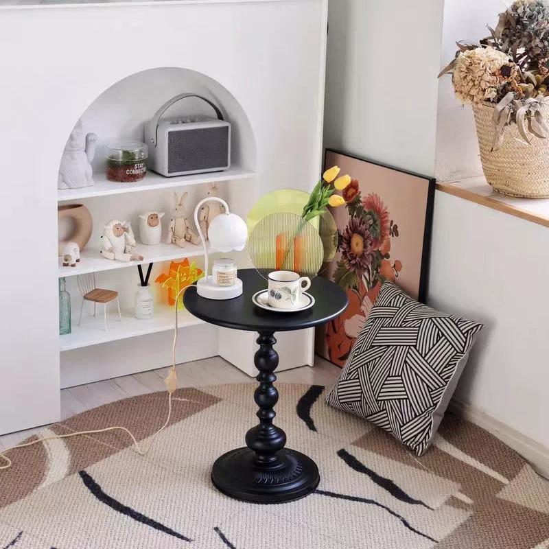 1pc Sofa Side Table Small Creamy Wind Living Room Creative Coffee Table Modern Simple Iron Balcony Small Round Table
