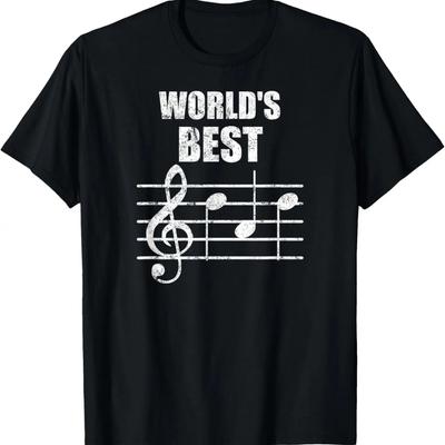 Vintage World's Best Dad Treble Clef Musician Funny T-Shirt