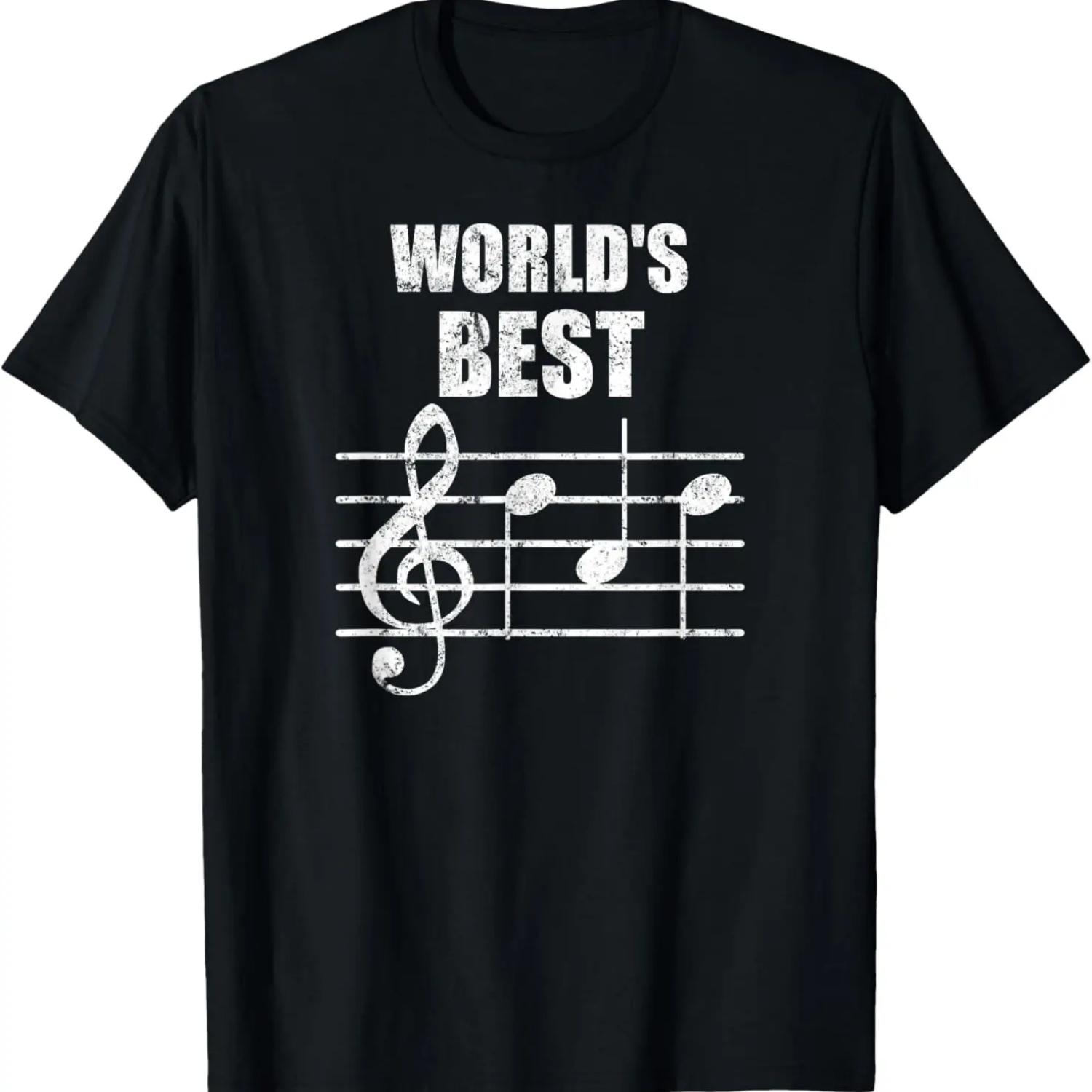Vintage World s Best Dad Treble Clef Musician Funny T-Shirt S чёрный