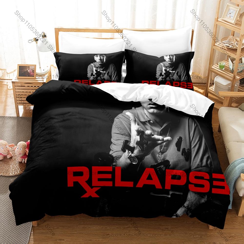Legendarny Raper E-Eminem Music To Be Murdered By MTBMB Pościel 1 Poszewka na Kołdrę + 2 Poszewki na Poduszki HD Nadruk Hip Hop Pościel