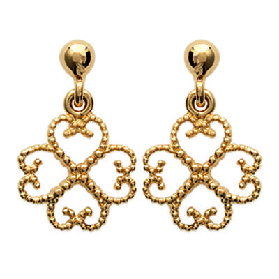 [J7815] - Gold Plated 'Clover' Earrings - 10x10 Mm