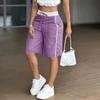 Damen Bermuda-Shorts mit Kordelzug, lässiger lockerer Passform, Seitentaschen und elastischem Bund für den Alltag