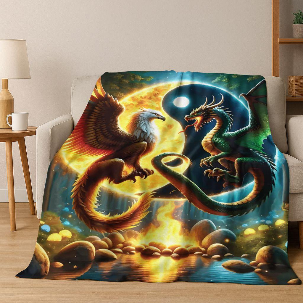 Nature Balance Yin Yang Tai Chi Black White Energy Flannel Blanket,Cozy Soft Throw Blanket for Home Bedroom Bed Sofa Cover Gift