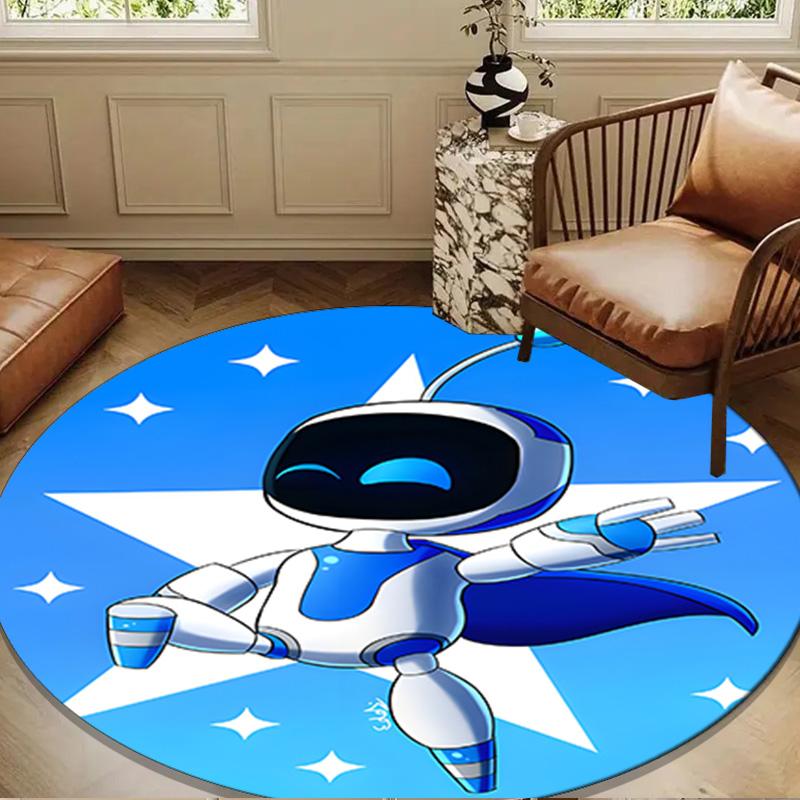 Space Adventure Astro Bot Round mat, Anti-slip Circle Carpet Chair rug For livingroom,Bedroom, doormat home decor Gift Christmas Gifts
