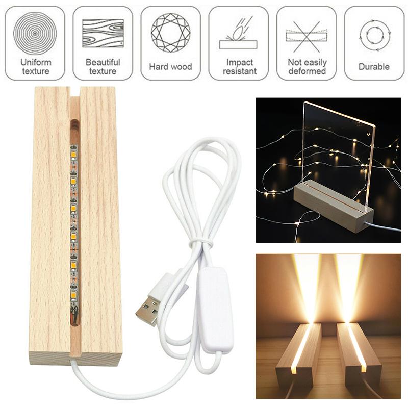 

PDTO новая деревянная светодиодная подставка для фигурки из хрустального стекла, подставка для дисплея, прямоугольная основа