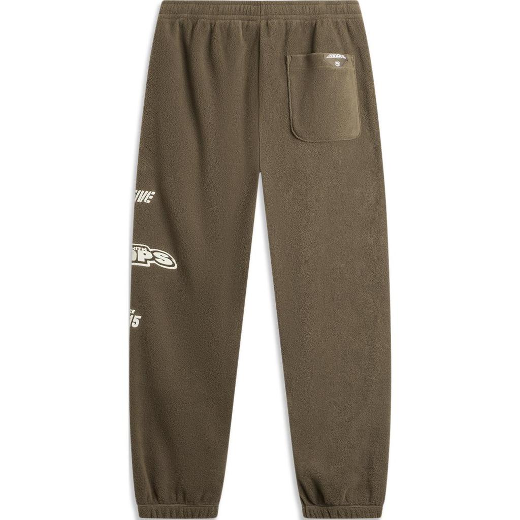 Li Ning Bad Five Comfortable Casual Loose Letter Print Fleece Jogger Pants Men Bottoms Slate-Brown AKYU429-2