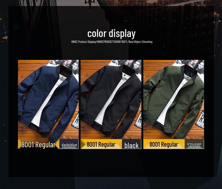 Europäische Slim-Fit Leichtjacke für Herren - Unifarben, Übergröße, Frühling/Herbst Koreanischer Stil