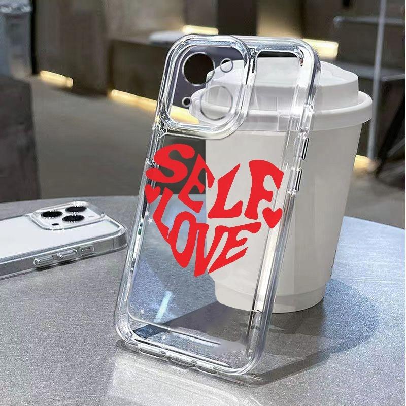 Valentine Self Love Phone Case For iPhone 17 Air 16E 16 15 14 11 Pro Max Plus 13 12 Mini 8 7 X Transparent Shockproof Cover