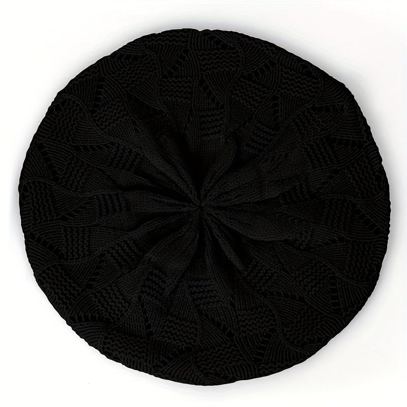

[Elegant Hand Wash Knit Hat] All-Season Chic Knit Beret for Women - Lightweight, Breathable, 100% Polyester, Hand Wash Only