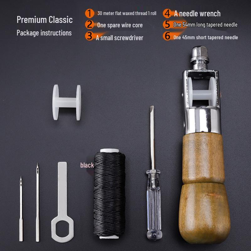 Leather Hand Sewing Awl Tool Set with Needle and Thimble - Model A