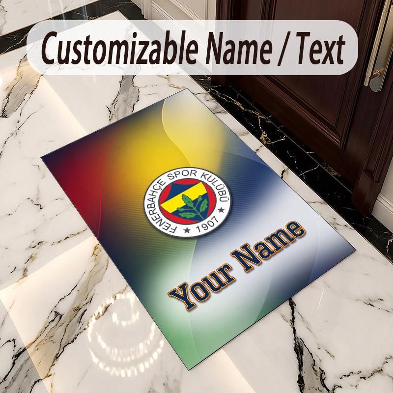 Crystal Velvet Rug Fenerbahçe FC Print Custom Name Text Floor Mat Home Decor