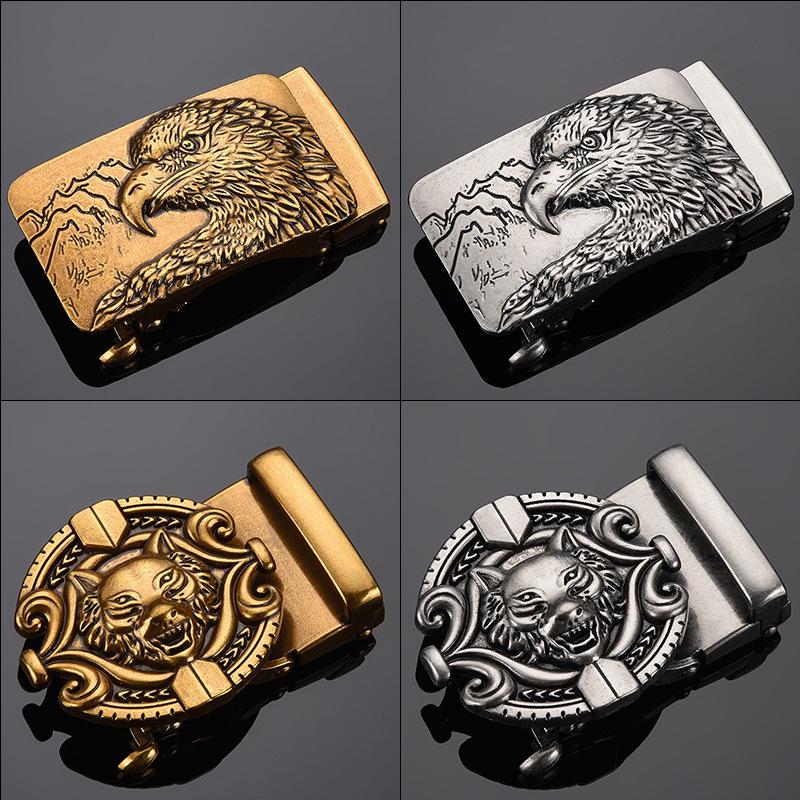 Men's Retro Leather Belt with Chinese Dragon Alloy Automatic Buckle