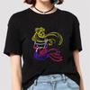 Anime Sailor Moon 18 Different Patterns Summer Printed Casual Black Short Sleeves Cotton Tops O Neck Women T Shirts