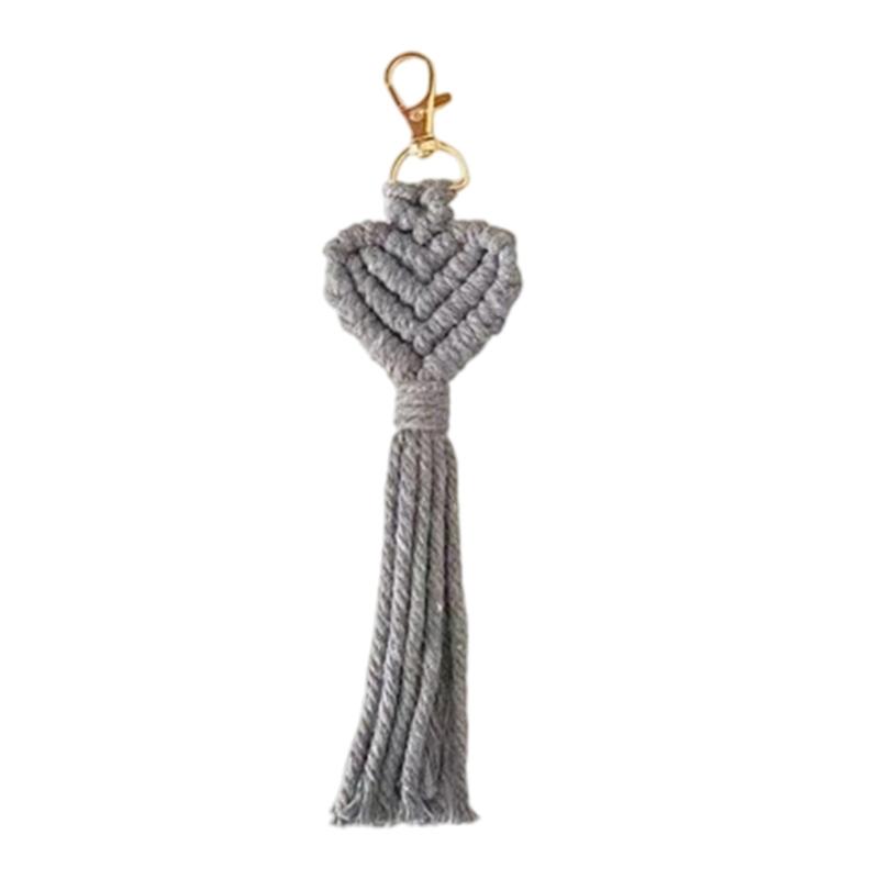 Handwoven Heart Tassels Keychain with Rotating Lobster Claws Clip Crochet Yarn Holder For Backpacks Bag Decoration