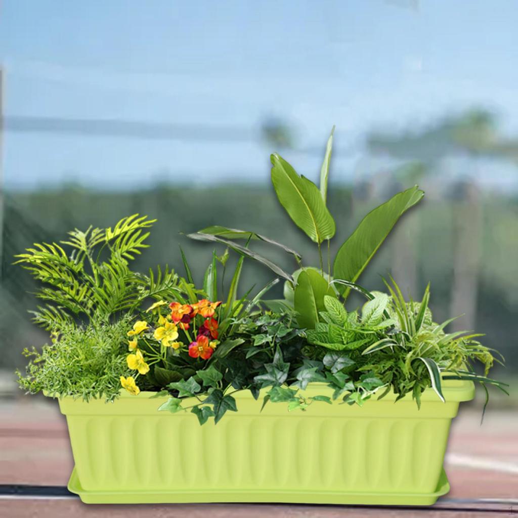 Flower Pot Window Box Planter Decoration with Saucers for Gardening Nursery Entrance Railing Outside