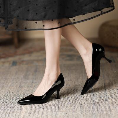 5-9 Sexy Lackleder High Heels für Damen Frühling neu spitz zulaufende dünne Absätze einfarbige High Heels für Damen