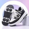 Chaussures Vélo Garçons Filles Adolescents Baskets à Roulettes Chaussures à Poulie Invisible Quatre Roues Amovibles Chaussures Vélo