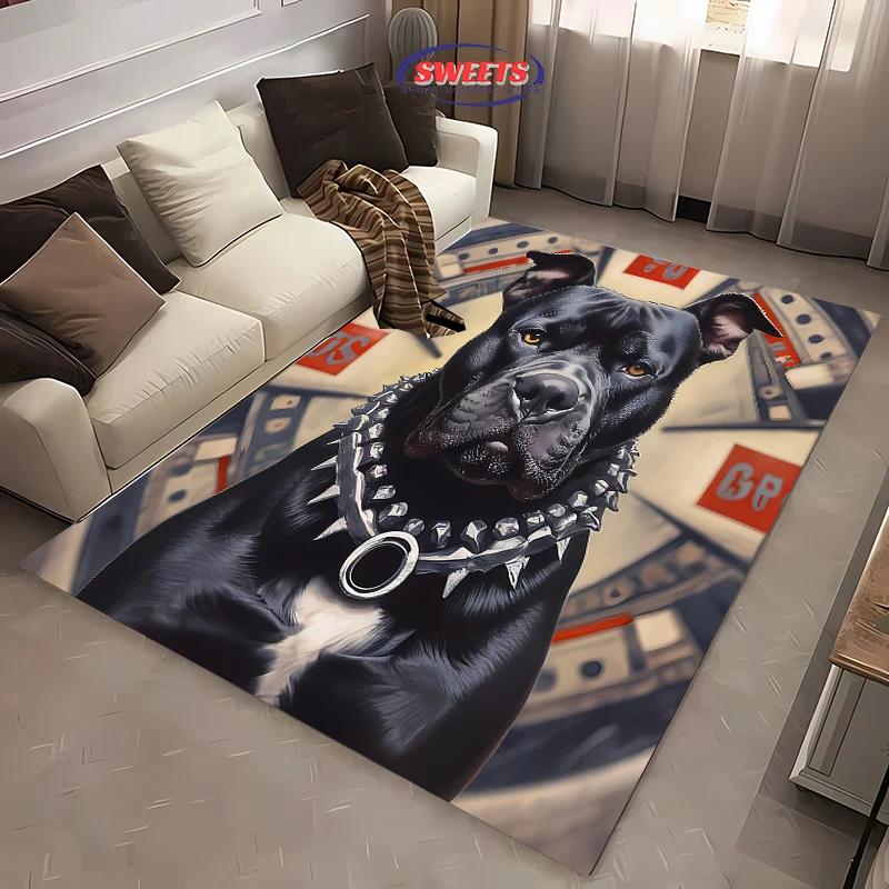 

Punk Style Cool Black Dog Spike Collar Carpet Rug for Bedroom Rug Washable Carpet for Living Room Non-Slip Modern Door Mat 40x60cm