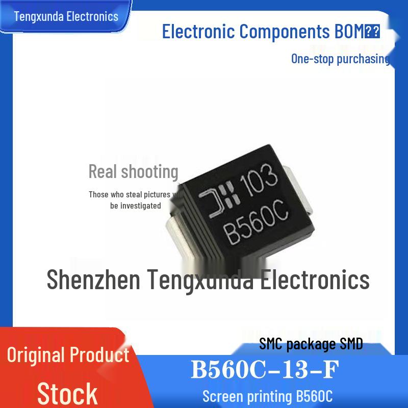 B560C-13-F Schottky 5A 60V Rectifier Diode, DO-214AB SMC Package