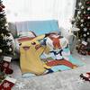 Pokemon Ash Pikachu Cinderace Throw Blanket Soft Warm Cartoon Flannel Blanket for Sofa Bed Home Decor Christmas Gift