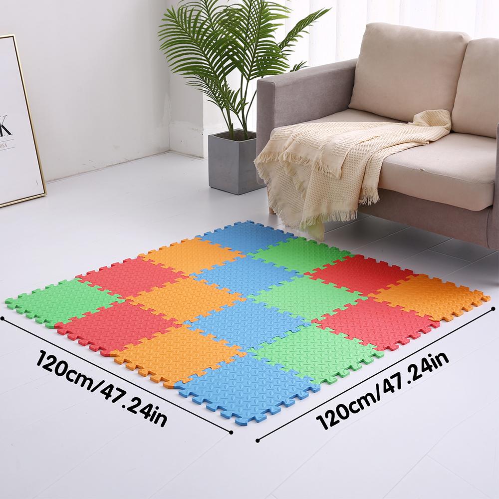 0,4 Zoll / 16 Stück Dicke Quadratische Puzzlematte, 30*30cm EVA-Schaumstoff Baby-Spielmatte für Aktivitäten im Kinderzimmer, Rot/Gelb/Blau/Grün
