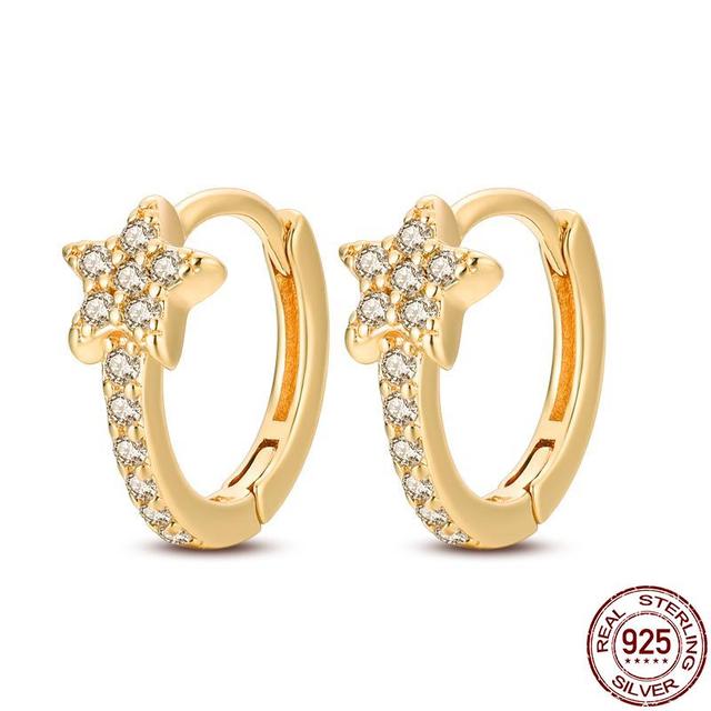 100 % echte 925 Silber Ohrringe Schneeflocke Zirkon Herzform Gold Roségold Zirkon Schmuck funkelnden Creolen Anhänger