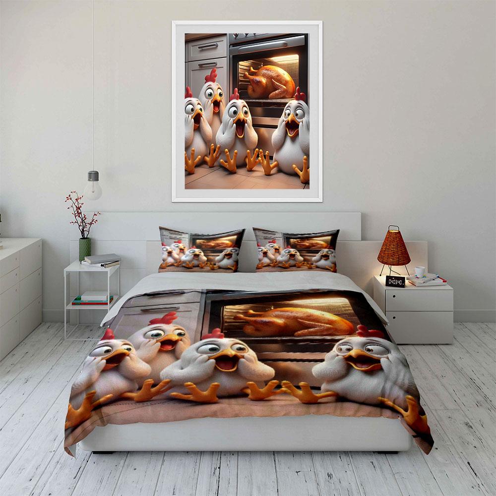 """Trio di Polli Animatissimi Sorpresa in Cucina""" Squisito set da letto a tre pezzi, regalo per bambini e adulti"""