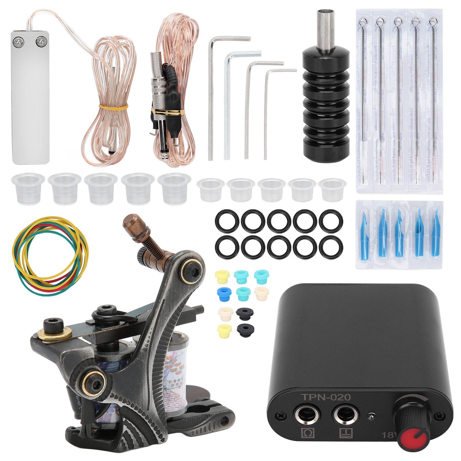 

Полный набор для татуировки Профессиональный блок питания Катушечная тату-машинка Расходные материалы для татуировки для начинающих EU Plug