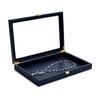 Papten Jewelry Tray with PU No Necklace Display and X05601 Lid, Leather, Dividers, Ring, Watch, Storage, Transparent, Portable, Luxury, Stylish,