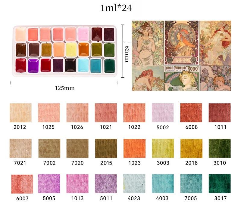 

24-Color 1ml Master-level Color Solid Watercolor Pigment Art Supplies Outdoor Sketching Hand-drawn Creation Portable Water Color 24 color -set