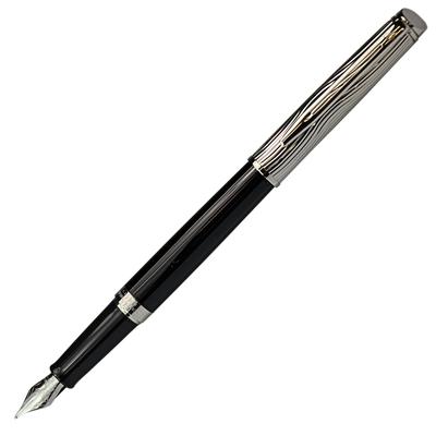 Waterman Metropolitan Deluxe Fountain Fine Nib Black Genuine Imported Product Pen, (F), CT, S2258162,