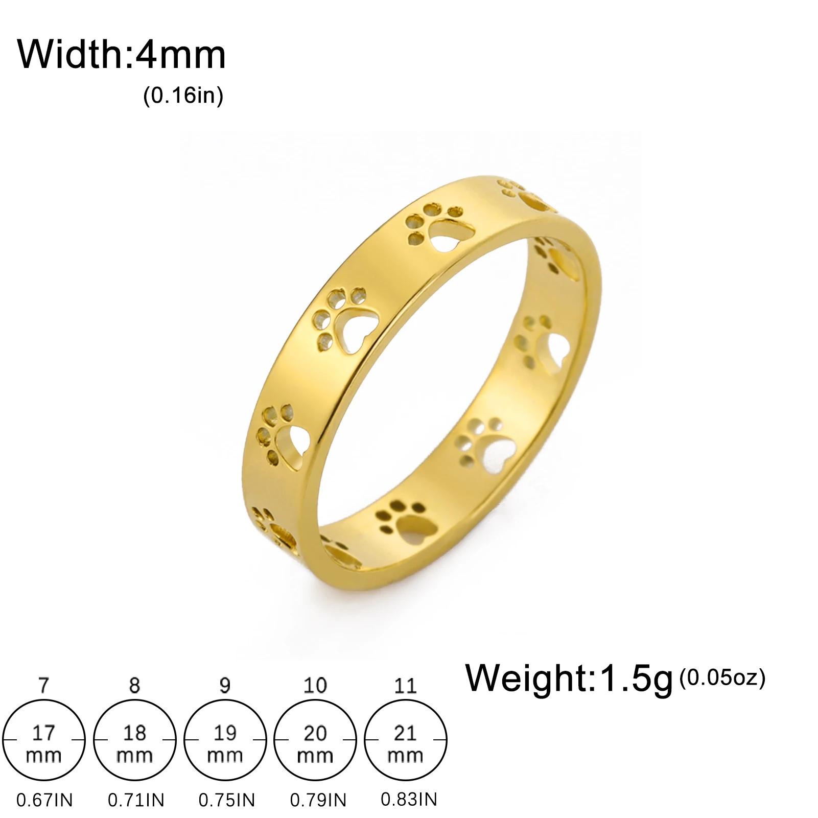 

Cute Cat Dog Paw Rings for Women Stainless Steel Gold Color Animal Pet Footprint Ring Jewelry Valentine Gift 7 золотой