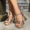 Roman Women Platform Sandals Sexy Open Toe 13CM Super High Heels 2025 New Gladiator Sandal Party Dress Wedding Shoes Plus Size42