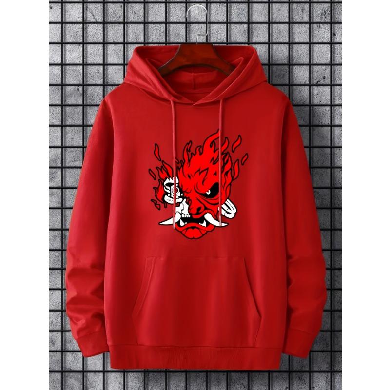 Coffee Color Japanese Hannya Demon Skull Fire Unisex Hoodie