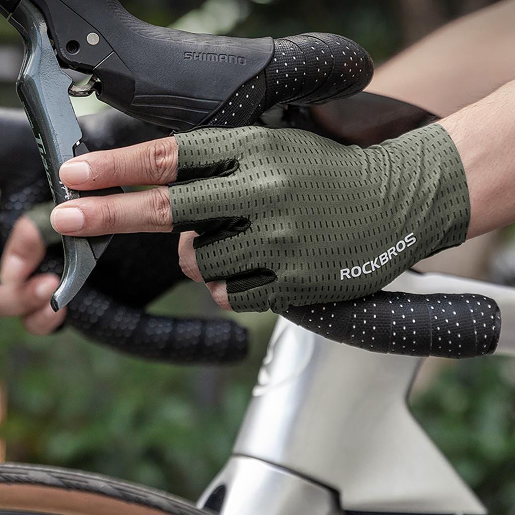 Breathable Fingerless Cycling Gloves Size L - Green