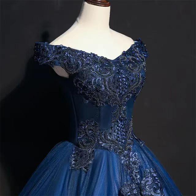 Women's 1011 One-word Shoulder Color Yarn European and American Tutu Skirt, Solo Performance Dress Wedding Dress