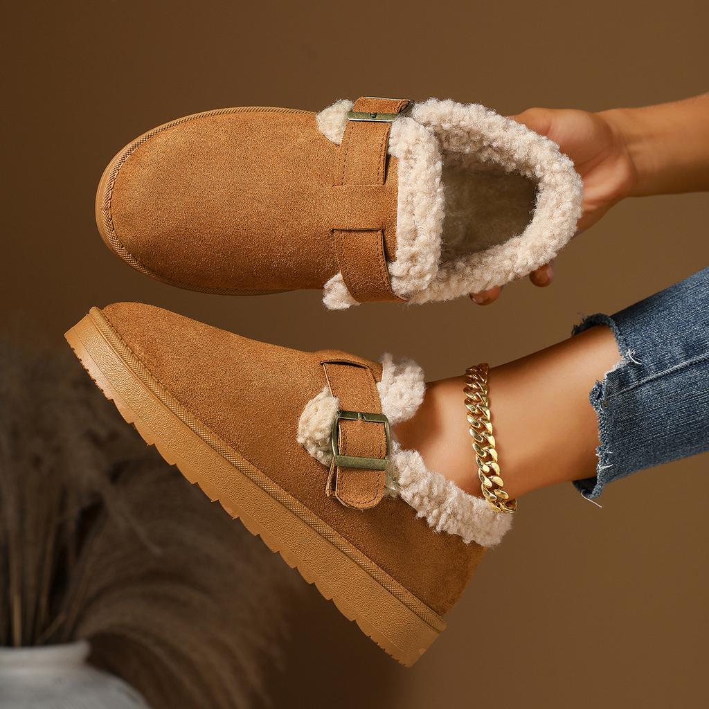 Fashion Winter New Snow Boots Thick-soled Plush Buckle Cotton Shoes Casual Round Head Large Size Snow Boots