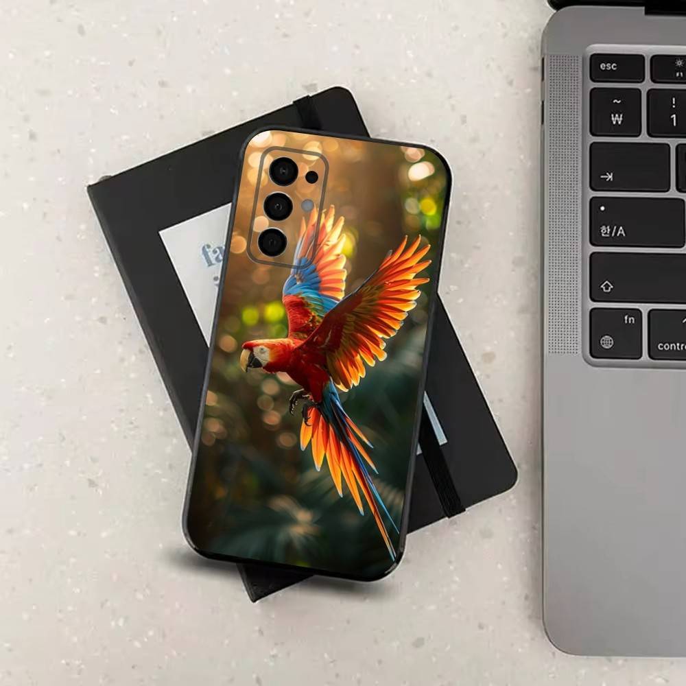 A-Animal Parrot Bird Phone Case For Samsung Galaxy A73,31,32,72,41,53,52,71,22,5G,Note,J7,8,9 Soft Black Silicone Cover