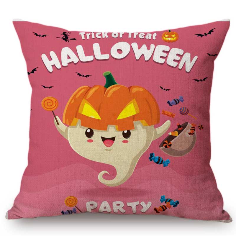 Trick Or Treat Halloween Party Decoration Cute Cartoon Design Sofa Throw Pillow Case Bar Pub Halloween Decoration Cushion Cover