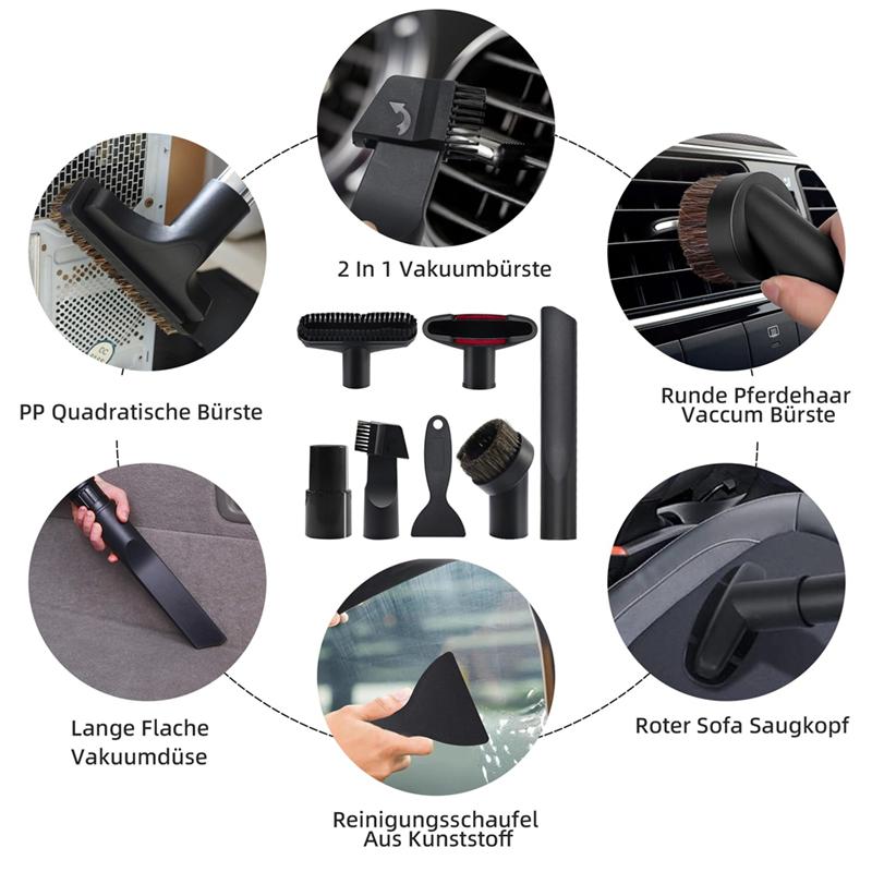 A78E-Vacuum Cleaner Accessory Set, Universal Nozzles 32-35 Mm, Including Crevice Nozzle, Car Nozzle And Upholstery Brush