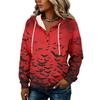 Women's Halloween Print Hoodie Button Front Long Sleeve Sweatshirt