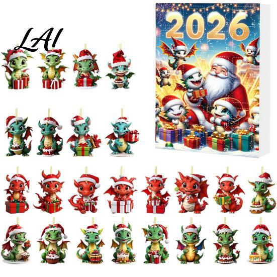 DIY Festive Scene Decor Dragon Advent Calendars 2026 24 Days Christmas Countdown Calendar with Creative 2D Acrylic Ornaments Collectible Figures for