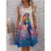 Fashion Women's Sleeveless 3D Stripe Color Printing Casual Dress Sleeveless Casual Dress