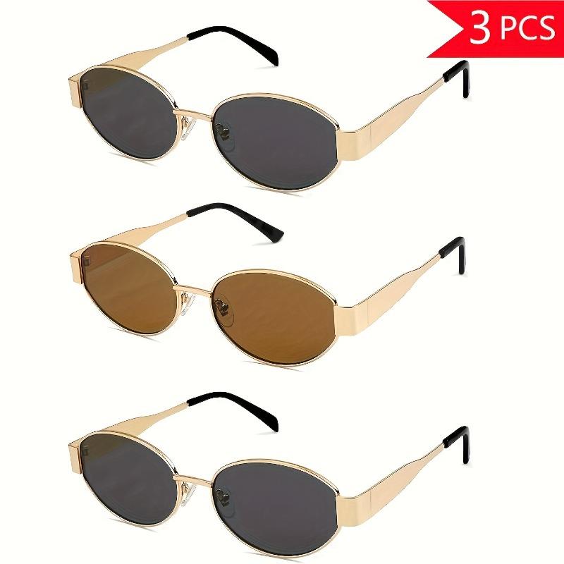 

3pcs Fashionable Oval Retro Metal Frame for Both Men and Women, Suitable for Daily Wear, Multifunctional Fashion Sunglasses
